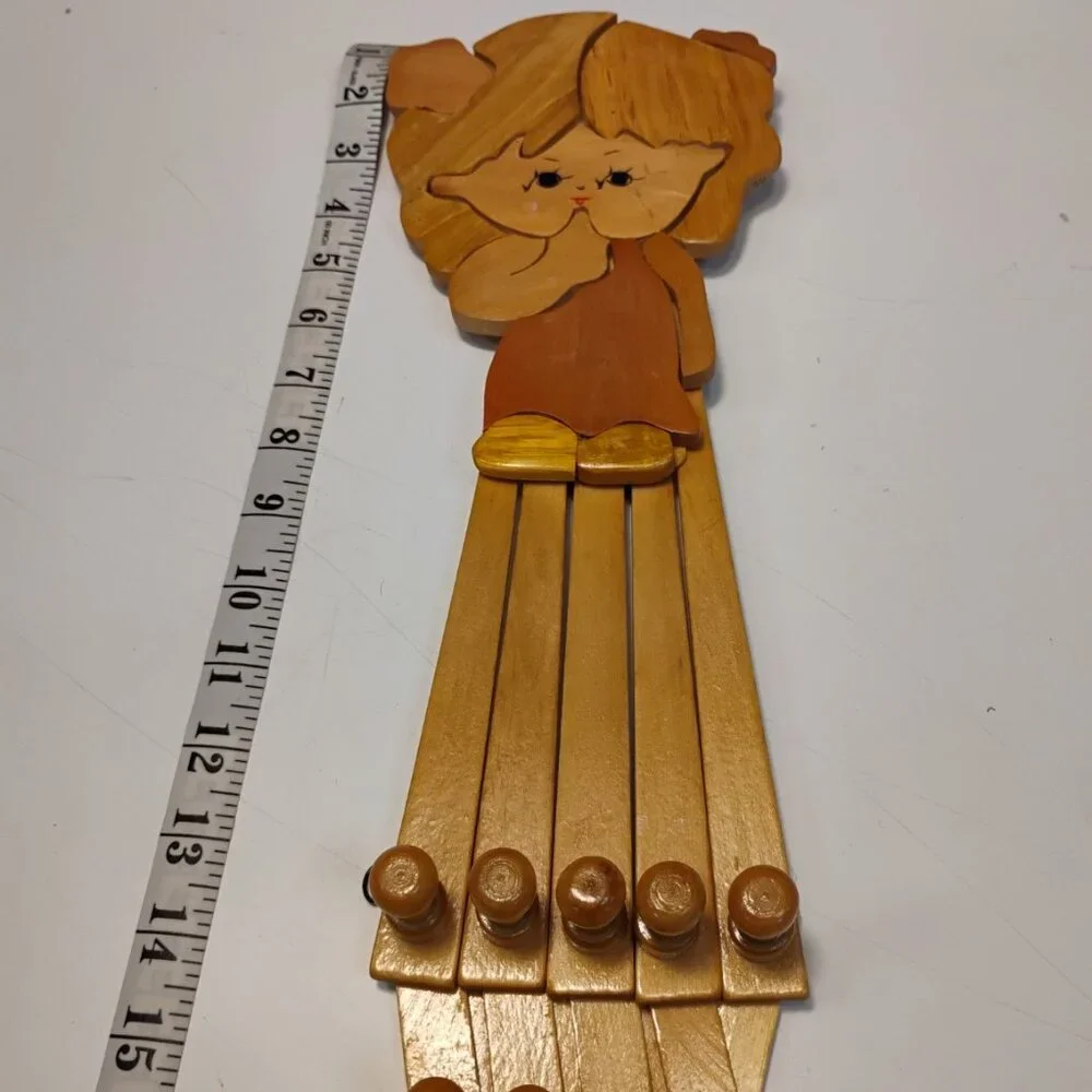 Vintage Wooden Accordion Peg Rack | Girl Wall Hanger | Child’s Room